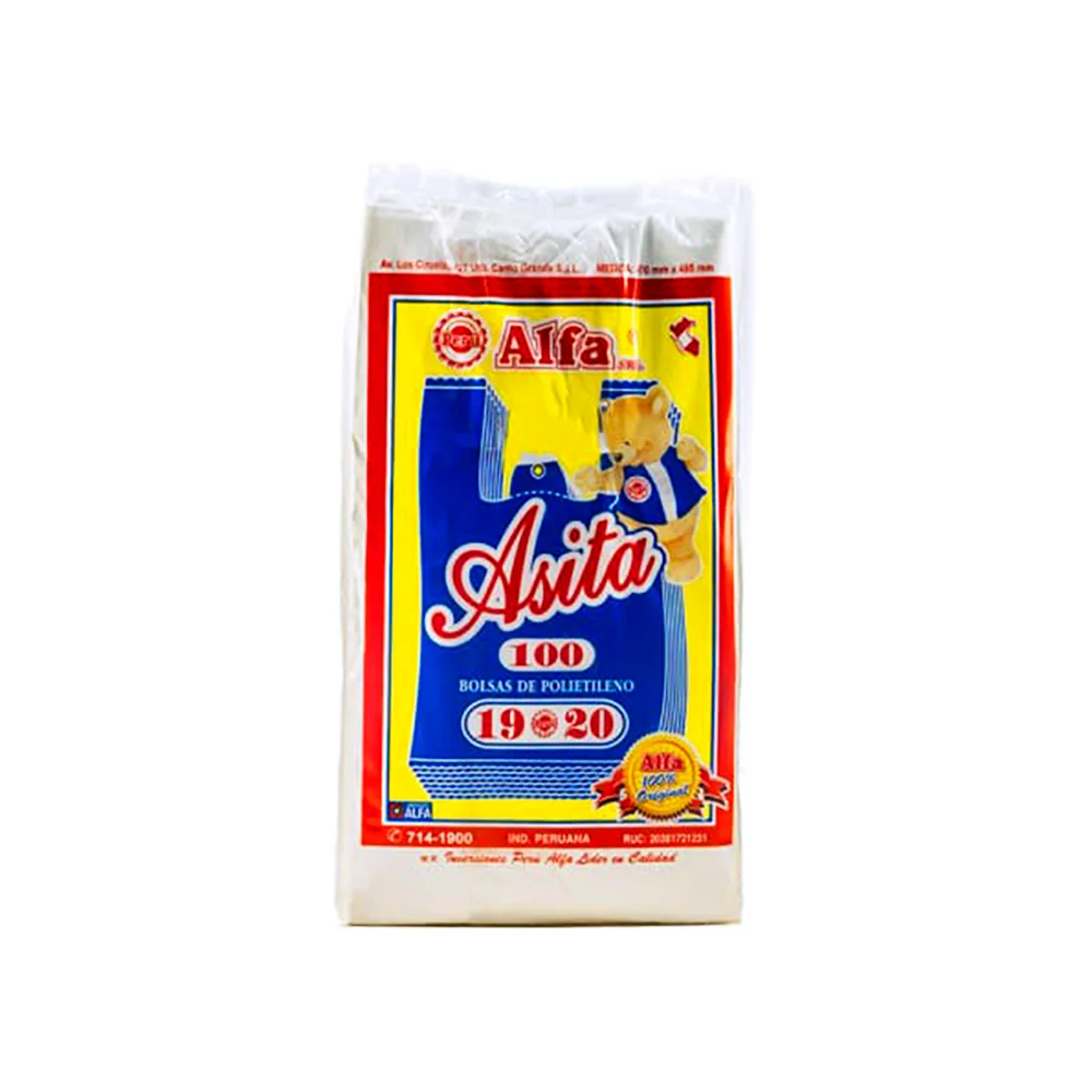 Bolsa de Polietileno Blanca C/ Asa 19 x 20 x 100 un